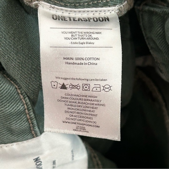 ONETEASPOON Olive Green Stud Jeans Women Size 25 - Picture 9 of 9